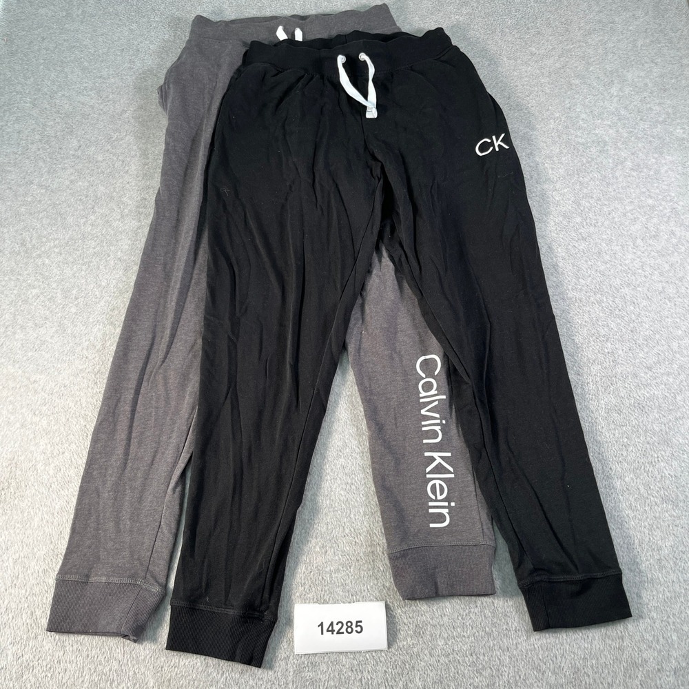 Calvin Klein Joggers Pants Womens Small Gray Black Cotton Sleepwear Lot Of 2